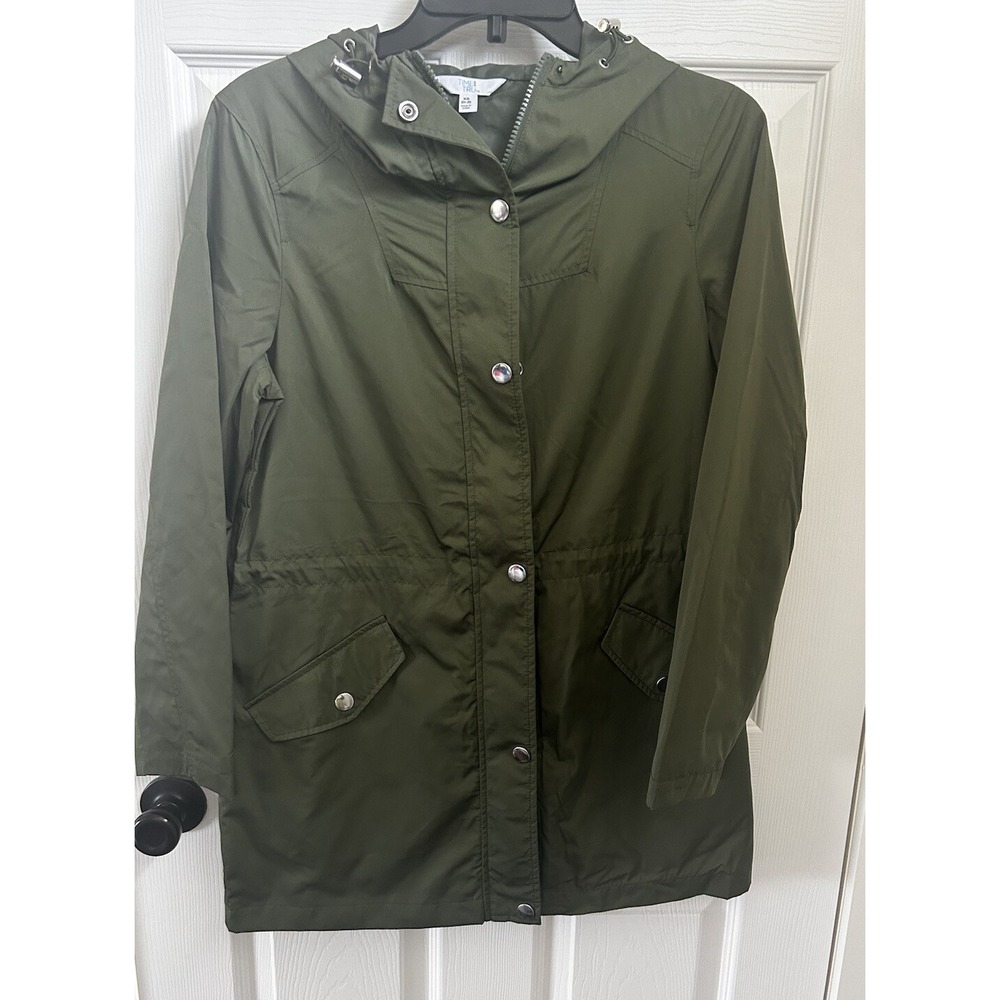 Time and Tru Womens Jacket Light Weight Olive Green Wind Resistant Coat‎ XS 0-2
